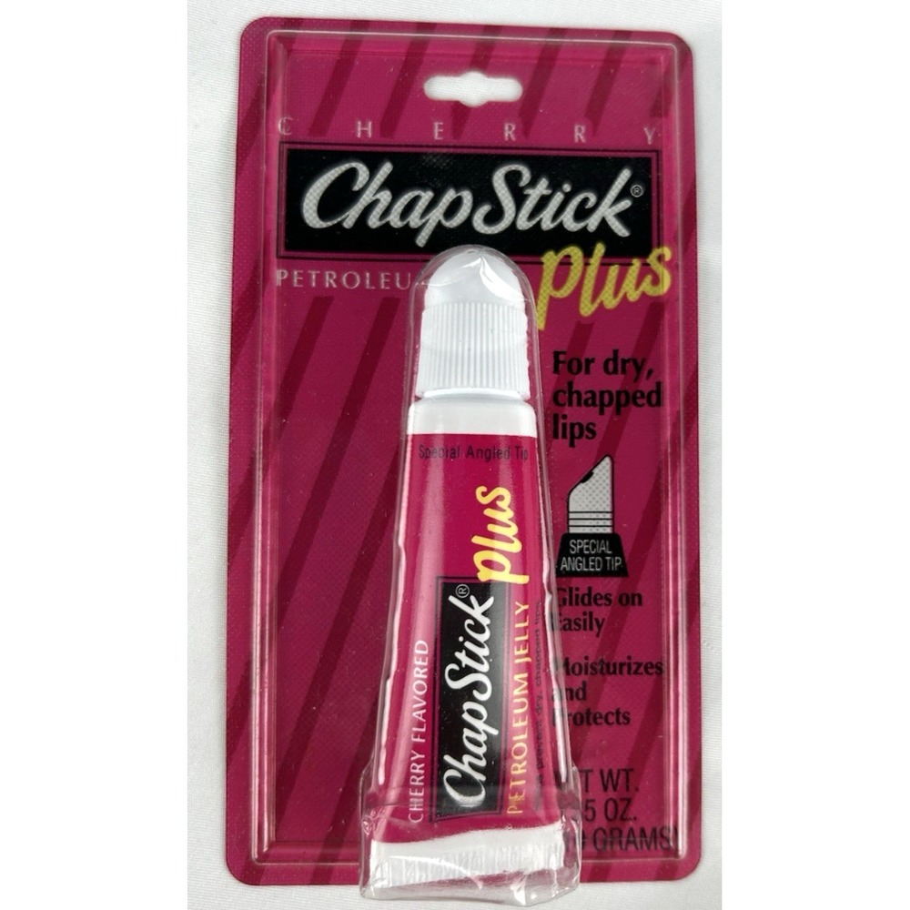 Vtg 1991 Cherry ChapStick Plus Lip Balm Angled Tip RARE Sealed Chap Stick